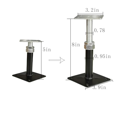 8 Pack Adjustable Deck Support, 5"-8" Floor Jack Posts for Deck Leveling