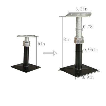 8 Pack Adjustable Deck Support, 5"-8" Floor Jack Posts for Deck Leveling