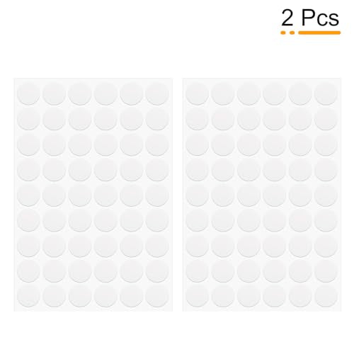 Generic 2 Sheets Screw Hole Covers Stickers 21mm 54 in 1 Self Adhesive Screw Covers Caps Waterproof Dustproof Sticker PVC for Wall Cabinets Desk Screws Furniture Repairing, White