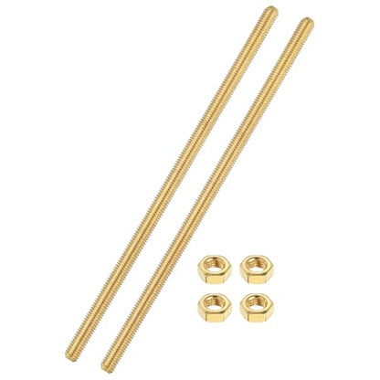 uxcell 2 Sets Brass Fully Threaded Rod, M4x0.7mm Pitch Right Hand Threads Studs with Solid Brass Hex Nuts, 120mm/5 Long Threaded Screw Rods Fasteners for Anchors Bolts Hangers Clamps - size: M4x0.7mmx120mm
