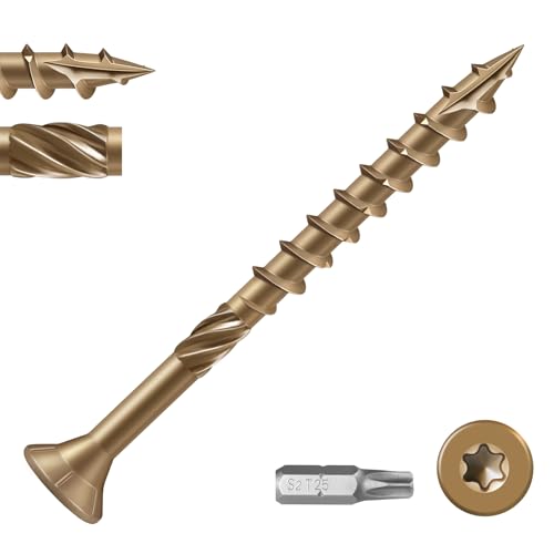 #10 Deck Screws 2-1/2 Inch Exterior Decking Wood Screws Heavy-Duty Outdoor Torx Drive Head,Bronze Rust Resistant Epoxy Coated for Timber,Fence,T25 Star Bit (1Ib,66Pcs) - color: Bronze 1lb Box, size: #10 x2-1/2"