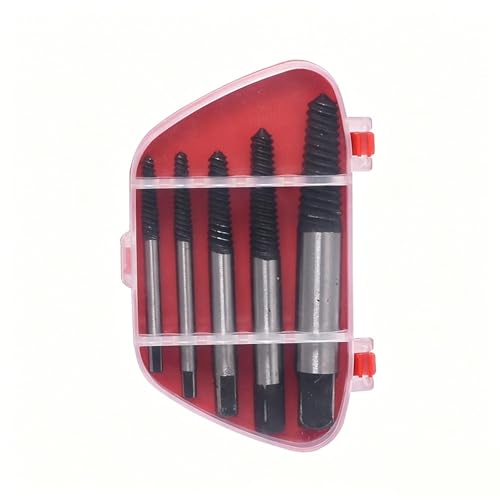 5-Piece Screw Extractor Set, Broken Bolt Remover Kit, Damaged Screw and Pipe Extractor Tools for Home and Workshop