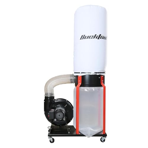 BUCKTOOL 1-1/2 HP Dust Collector, Internal Dust Baffle, 1100 CFM Airflow - size: 1100CFM