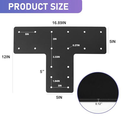 T Post Bracket 2PCS,16.8"x12" T Flat Mending Plate for Repair Framing - style: T Shape (16.8X12)