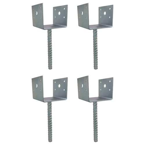 U Shaped 4x4 Deck Post Concrete Anchor Spike, Fence Post Base, Zinc Plated (4 Pack) - color: Zinc Plated, size: 4x4