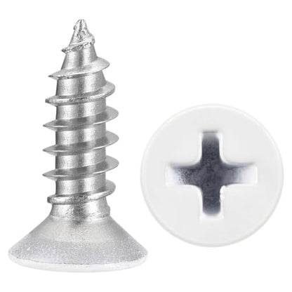 METALLIXITY 200Pcs(ST5x16mm) Countersunk Phillips Wood Screws SS304 - color: White Head, size: ST5x16mm