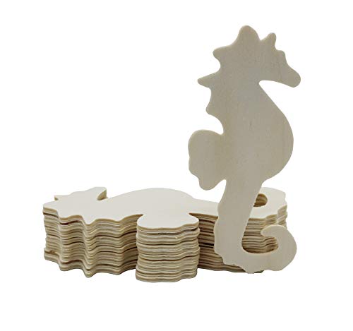 Creative Hobbies® 4 Inch Unfinished Wooden Shapes - Ready to Paint or Decorate Seahorse Shapes | 12 Pack - size: 4 Inch - Seahorse