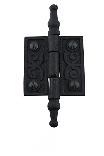 Renovators Supply Manufacturing Black Cabinet Door Hinge 2 in. Rust Resistant Wrought Iron Butt Hinge Victorian Steeple Tip Flush Mount Hinges with Hardware - size: 2 inches - Pack of 1