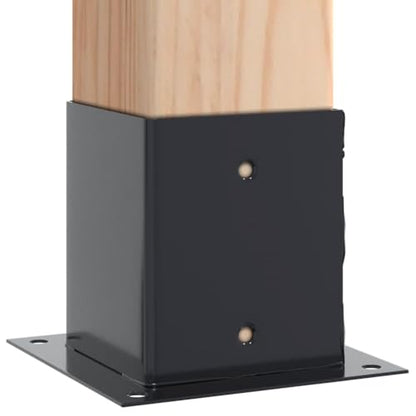 Post Bases 12 Pack 4.76x4.76 Inch Square Deck Support Anchors, Powder-Coated Steel Column Brackets for Pergola, Fence, Porch, and Mailbox Posts, Anthracite - size: 121 x 121 mm & 12