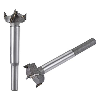 uxcell Forstner Wood Boring Drill Bits 21mm 22mm Dia. Hole Saw Carbide Alloy Steel Tip Round Shank Cutting for Hinge Plywood Wood Tool 2in1 Set - size: 21mm, 22mm