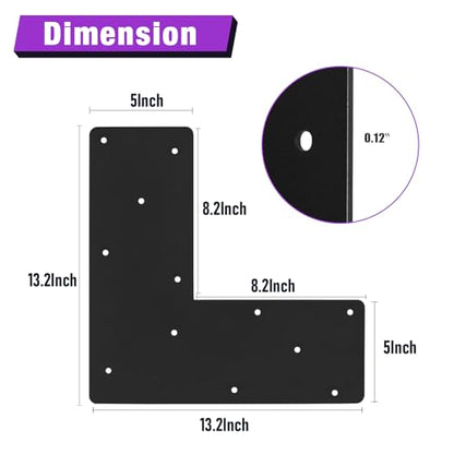 2 Pcs 13.2"x 5"L Shape Flat Bracket for Pergola - style: L Shape Flat Bracket