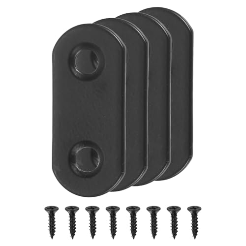 uxcell 4 Set Flat Repair Plates, 0.63 x 1.42 Inch Stainless Steel Flat Straight Brace Bracket Mending Joining Plates with Screws for Fixing Wooden Furniture Corner, Black - size: 0.63 x 1.42 Inch