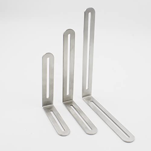 4 PCS Adjustable L-Shape Corner Brace, ULIFESTAR Heavy Duty Thicken Stainless Steel Joint Right Angle Brackets L Slotted Support Shelf Bracket for PC Case,Fixing Furniture-165x200x3mm/6.5x7.87x0.12'' - size: Silver 6.5 x 7.87 x 0.12 inches