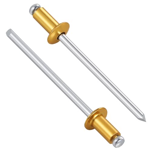 Wensilon (400 Pcs) 1/8"x1/4" Golden Aluminum blind pro Rivets,Golden Aluminum Grip and Steel Mandrel - color: Golden Aluminum, size: 1/8"x1/4"