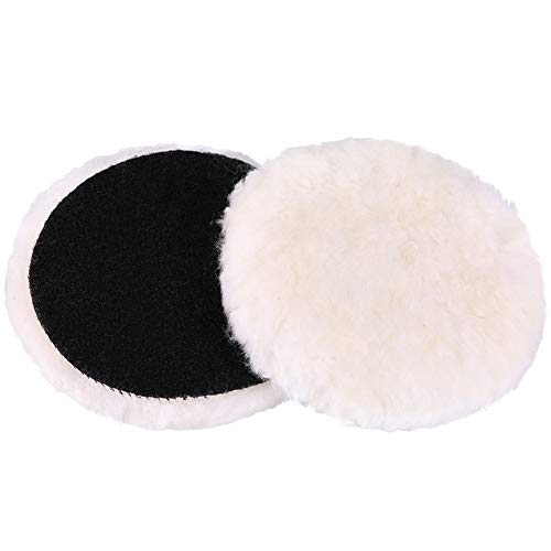 LotFancy 6 Inch Wool Buffing Pads, Pack of 2 - Car Auto Hook and Loop Polishing Pads, Used with Rotary and Random Orbit Sander/Polisher - size: 6" Wool Pads