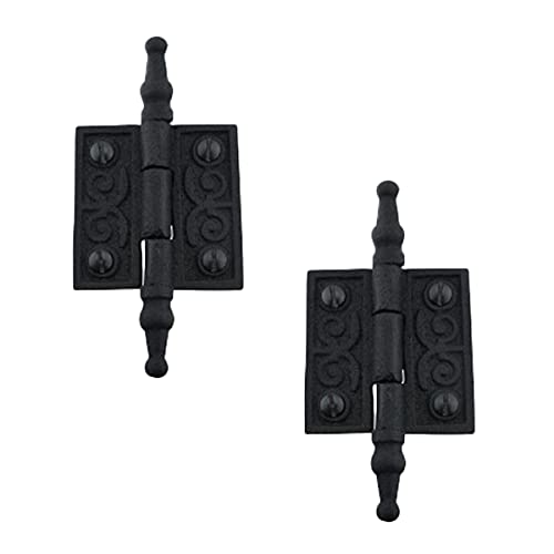 Renovators Supply Manufacturing Black Cabinet Door Hinge 2 in. Rust Resistant Wrought Iron Butt Hinge Victorian Steeple Tip Flush Mount Hinges with Hardware, Pack of 2 - size: 2 inches