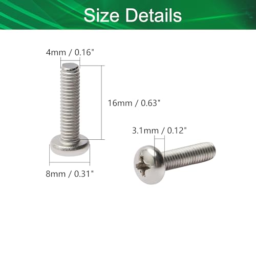 30Pcs M4-0.7 x 16mm Pan Head Phillips Machine Screws - size: M4 x 16mm