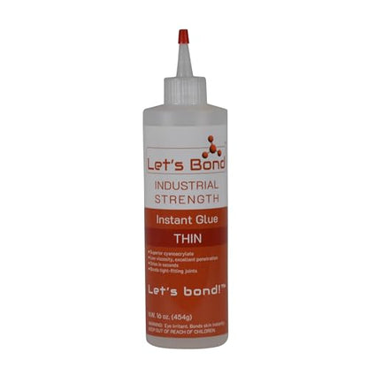 Let's Bond 16 oz Thin Professional Grade Instant Glue Bundle, Premium Cyanoacrylate, 5 CPS - size: 16 oz Bundle