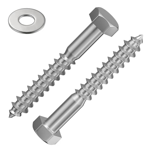 Wensilon Lag Screws Wood Screws,(60PCS, 1/4" x1-1/2, Silver) Hex Head Lag Bolts,(6x40) Heavy Duty Lag Screws,304 Stainless Steel Bolts 18-8 - color: Silver, size: 1/4"x1-1/2"