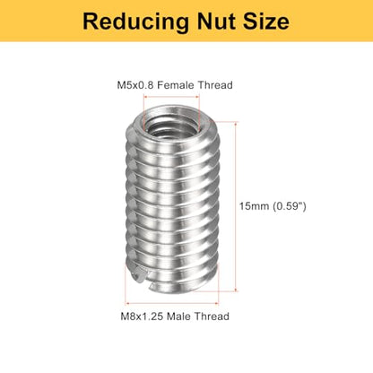 HARFINGTON 20pcs Thread Repair Inserts M8 x 1.25 Male to M5 x 0.8 Female Thread 15mm Long Stainless Steel Reducing Nuts Metric Self Tapping Sleeves Threaded Reducer Industrial Fasteners - size: M8 x 1.25 Male to M5 x 0.8 Female x 15mm