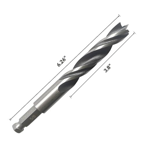 NordWolf 5/8" Brad Point Wood Drill Bit, Double Flutes Design with 7/16" Hex Shank for Drills & Impact Drivers - size: 5/8" (1 Pc)