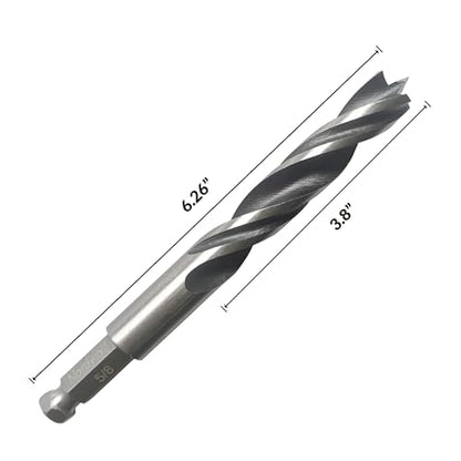 NordWolf 5/8" Brad Point Wood Drill Bit, Double Flutes Design with 7/16" Hex Shank for Drills & Impact Drivers - size: 5/8" (1 Pc)