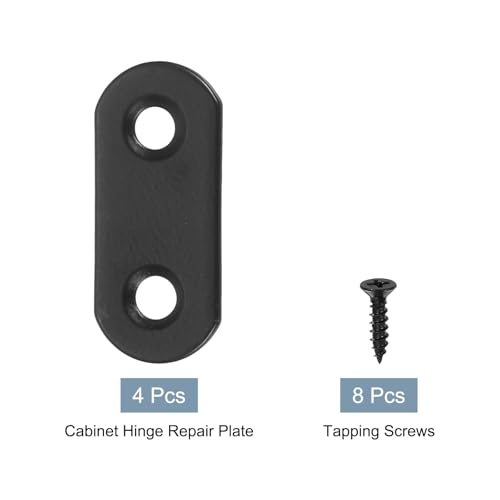 uxcell 4 Set Flat Repair Plates, 0.63 x 1.42 Inch Stainless Steel Flat Straight Brace Bracket Mending Joining Plates with Screws for Fixing Wooden Furniture Corner, Black - size: 0.63 x 1.42 Inch