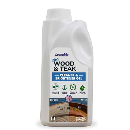 EcoDecors 2-in-1 Teak Cleaner & Brightener Gel, 1L for Outdoor Wood - style: 2 in 1 Teak Cleaner & Brightener Gel