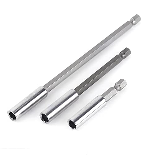 3 Pieces 1/4 Inch Hexagonal Shank Magnetic Drill Bit Fixator Extension 60 100 150 Quick Release Drill Attachment Extension for Screw Nut Hand Driver