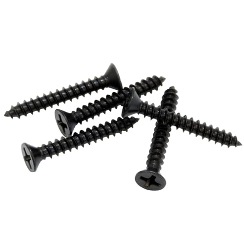 Bolt Dropper #8 x 1-1/4-Inch Black Screws, Pack of 25 - Xylan Coated Stainless Steel Flat Head Phillips Wood Screws - Corrosion Resistant for Wood, Drywall Applications, and Outdoor Projects - size: #8 x 1-1/4''