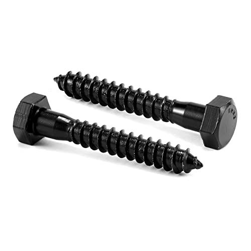 1/2" x 2" Hex Head Lag Screws Bolts 20Pcs 304 Stainless Steel 18-8, Partial Thread, Hexagon Head Wood Screws by Black Oxide by SG TZH - size: 1/2" x 2"