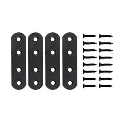 4 Pack Flat Mending Plate for Wood, ULIFESTAR Black Iron Flat Straight Brace Brackets Metal Repair Fixing Wood Brace Joining Plates Connector for Repairing Wooden Furniture with Mounting Screws - size: 3.15 x 0.79 x 0.12 inches
