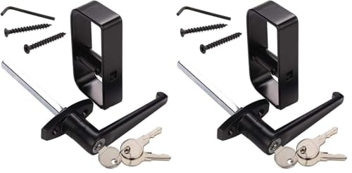 HauSun Shed Door Handle Lock Kit 4-1/2" L Handle with 2 Keys and 2 Screws, 4-1/2" Stem for Shed, Gate, Barn, Garage, Playhouse, Chicken Coop Door Lock and More, Black (L Handle) (Pack of 2) - size: L Handle (Pack of 2)