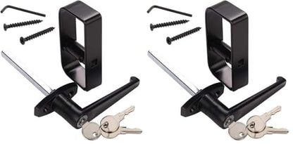 HauSun Shed Door Handle Lock Kit 4-1/2" L Handle with 2 Keys and 2 Screws, 4-1/2" Stem for Shed, Gate, Barn, Garage, Playhouse, Chicken Coop Door Lock and More, Black (L Handle) (Pack of 2) - size: L Handle (Pack of 2)