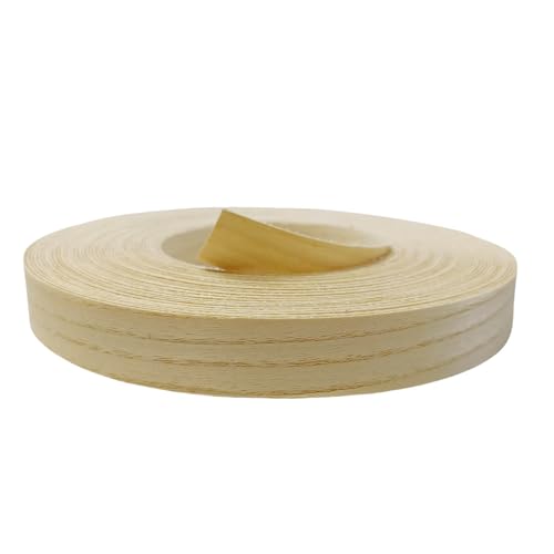 Ashwood Wood Veneer Edge Banding 7/8inch X 50ft -Preglued Iron On Veneer Edging-Plywood Backed with Hot Melt Adhesive Strip-Flexible Wood Tape for Furniture Cabinet Laminate