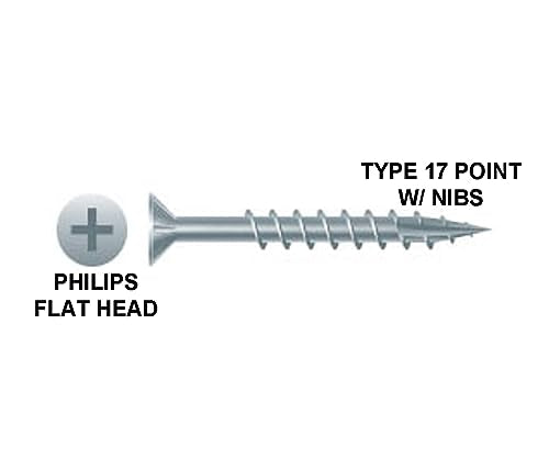 Wood Screws #8 x 1-1/2 in Type 17 Point w/Nibs Particle Board Screws 120 PCS Flat Head Steel Zinc Coated Wood Screws Great for Particle Board, MDF, Cabinet Hinges, Furniture, Woodworking