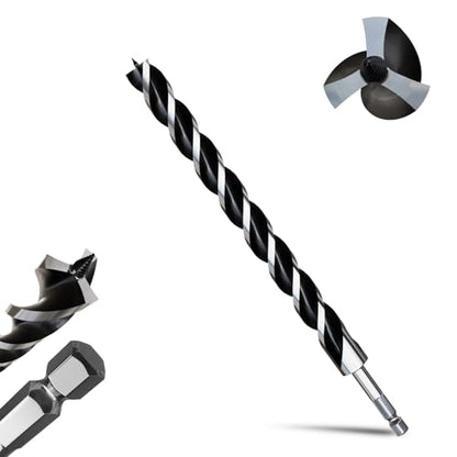 1-1/4"×16" Professional Auger Drill Bit for Wood with Quick Change 1/2" Hex Shank- 3-Cutter Design with Dual-Flute for Fast Chip Removal, Fits Hardwood, Softwood, PVC, Drywall & Tree Stumps - size: 1-1/4"×16"