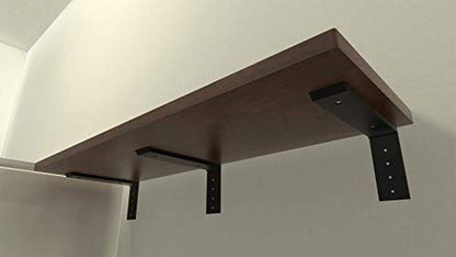 Heavy Duty Wood Shelf Brackets (10 in. x 10 in.)-Decorative Rustic Wall Shelf Supports for Floating Shelves, Bookshelves, and Kitchen Storage – Solid Steel Brackets with Pre-Drilled Mounting Holes - size: 10 x 10 Inches