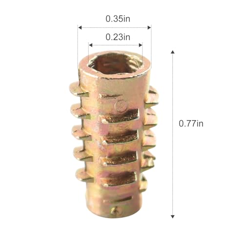 1/4-20 Threaded Inserts for Soft Wood 50 Pcs