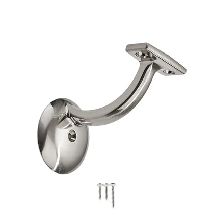 khtumeware 6 Pack Brushed Satin Nickel Hand Rail Bracket Heavy Duty Hardware for Stairways, Home or Office Stair Support Handrail Brackets - style: Brushed Satin Nickel