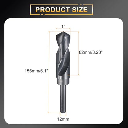 HARFINGTON 1" Drill Bit 12mm Reduced Shank 3-Flat 4241 HSS 118° - size: 1" with 12mm Shank