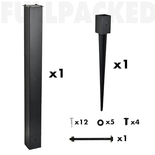 Heavy Duty 43" In-Ground Mounting Mailbox Post (Black) - color: Style 1