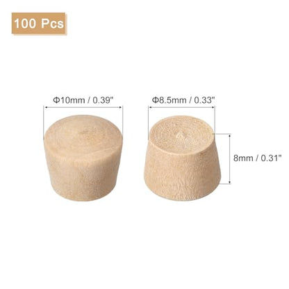 uxcell 100Pcs Wood Button Top Plugs, 21/64 Inch Round Head Wood Plugs Screw Hole Covers Wooden Screw Plugs for Furniture Tables Chairs - size: 21/64 Inch