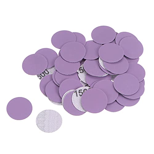 uxcell 50Pcs 1-Inch Purple Sanding Discs 1500 Grits Hook and Loop Professional Aluminum Oxide Sand Paper Mini Size for Wood Metal Paint Finishing - style: 1500 Grit