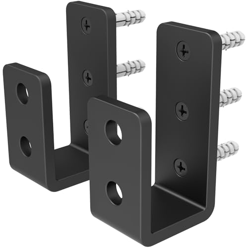 Door Barricade Brackets, Heavy Duty U-Shaped Security Hardware, 2x4 Lumber Lock, Metal Gate Reinforcement, 2-Pack，Thickness：1/4”，Black - color: 2 pack-6MM