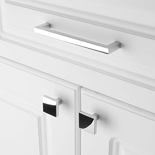 KOOFIZO 10 Pack Polished Chrome Cabinet Knobs Square Single Hole Pulls K03 - color: Polished Chrome, size: Knob 1 - 10Pcs