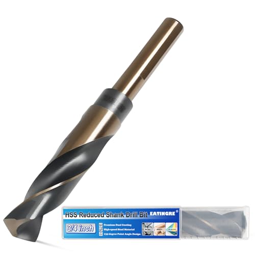 3/4 Inch Drill Bit, Reduced Shank High Speed Steel Bit with 1/2" Shank, HSS 4241 Black & Gold Drill Bits for Mild Steel, Metal and Hard Wood - size: 3/4 Inch