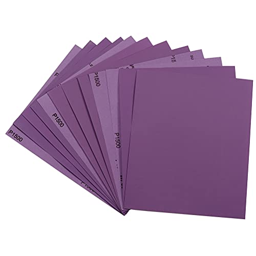Sandpaper 1500 Grit, Wet Dry Sanding Sheets 9 x 11 Inch, Advanced White Fused Alumina Abrasive Sander Paper for Wood Furniture Finishing, Metal Sanding, Automotive Polishing, 12-Sheets - style: 1500Grit