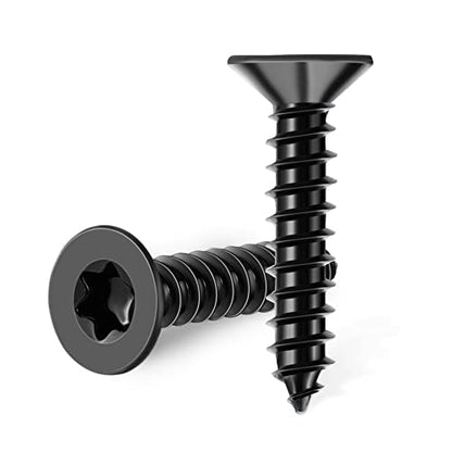 100 PCS #6 x 1-1/2" Flat Head Torx/Star Wood Screws, 18-8 (A2) Stainless Steel, Full Threaded & Black Coated for Durability, T15 Drive Bit Included, No.6 X 1-1/2" Multipurpose Screw by TPOHH - size: #6 X 1-1/2 inch