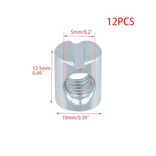 Wealrit M6 x 13mm Slotted Barrel Nuts Cross Dowel Nut 12 PCS -Silver - color: Silver